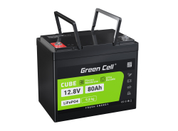 Batterij Lithium-ijzerfosfaat LiFePO4 Green Cell 12V 12.8V 80Ah voor zonnepanelen, campers en boten