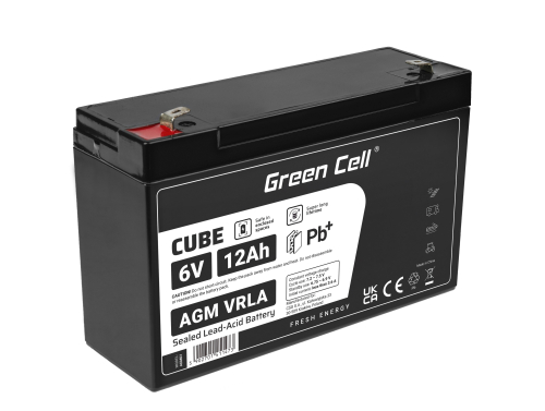 Green Cell® AGM 6V 12Ah VRLA batterij Accu voedingsaccu speelgoed voor kinderen Alarmsystemen