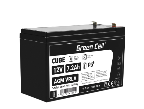 Green Cell® AGM 12V 7.2Ah VRLA batterij Accu voedingsaccu speelgoed voor kinderen Alarmsystemen