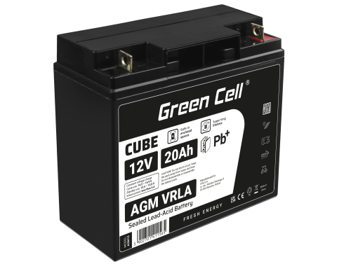 Green Cell® AGM 12V 20Ah VRLA batterij Accu voedingsaccu maaier scooter boot vissersboot tuinhuis