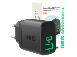 Green Cell PowerSource Duo30 USB/USB-C-oplader, zwart, 30 W Power Delivery-voedingsadapter