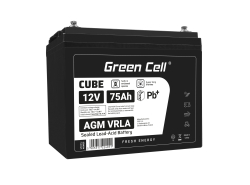 Green Cell® AGM 12V 75Ah VRLA batterij Accu voedingsaccu maaier scooter boot vissersboot tuinhuis