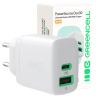 Green Cell PowerSource Duo30 USB/USB-C-oplader, wit, 30 W Power Delivery-voedingsadapter