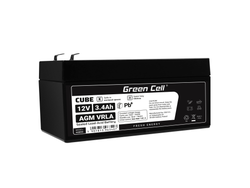 Green Cell® AGM 12V 3.4Ah VRLA batterij Accu voedingsaccu speelgoed voor kinderen Alarmsystemen