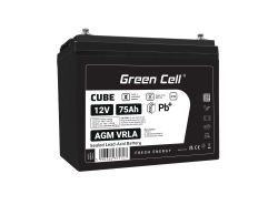 Green Cell CUBE AGM IP54 12V 75Ah VRLA batterij Accu voedingsaccu maaier scooter boot vissersboot tuinhuis