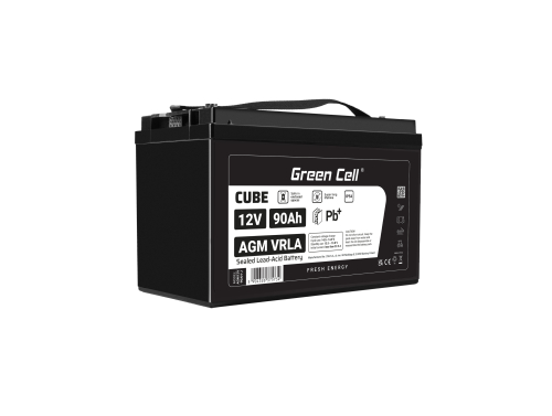 Green Cell CUBE AGM IP54 12V 90Ah VRLA batterij Accu voedingsaccu maaier scooter boot vissersboot tuinhuis