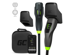 Green Cell GC Habu Mobiele EV Lader 11kW 7m Type 2 CEE 16A Wallbox met App + Habu Holder - EV oplaadkabelhouder