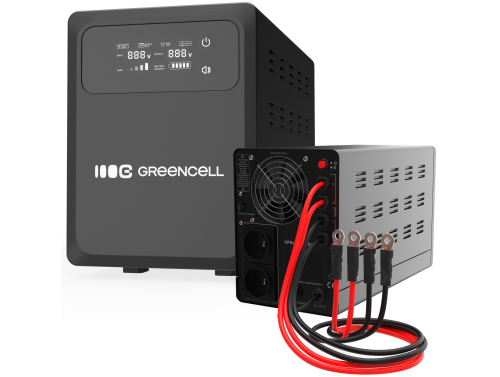 Greencell UPS Noodstroomvoorziening AVR 2000VA 1200W PowerCore 24 VDC met LCD-scherm
