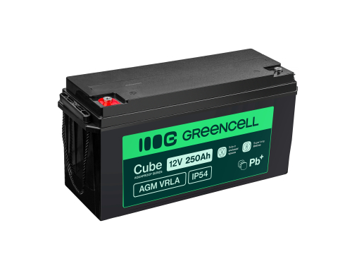 Green Cell Cube AGM VRLA IP54 12V 250Ah onderhoudsvrije accu voor camper zonnepanelen