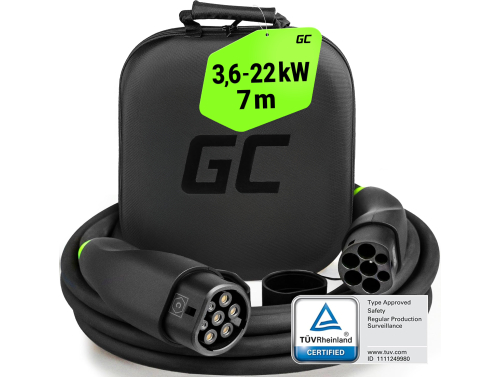 GC Snap EV Laadkabel Type 2 11kW 22kW 7m voor Tesla Model 3 S X Y, Kia EV6, Hyundai IONIQ 5, Peugeot e-208, Ford Mach-E