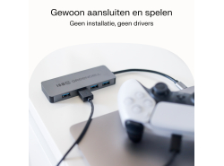 Adapter Basic HUB Greencell USB-C 4in1 (4×USB-A 3.0) – snelle overdracht tot 5 Gb/s, aluminium behuizing