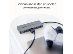 Adapter Basic HUB Greencell USB-A 4in1 (4×USB 3.0) – snelle overdracht tot 5 Gb/s, aluminium behuizing