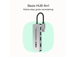 Adapter Basic HUB Greencell USB-A 4in1 (4×USB 3.0) – snelle overdracht tot 5 Gb/s, aluminium behuizing