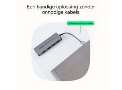 Adapter Basic HUB Greencell USB-A 4in1 (4×USB 3.0) – snelle overdracht tot 5 Gb/s, aluminium behuizing