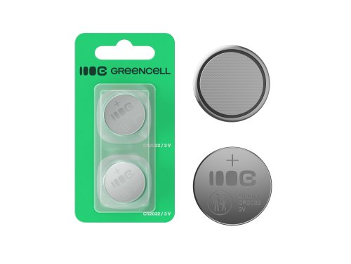 Greencell Blister 2x lithiumbatterij CR2032 3V 220mAh knoopcel voor sleutel, horloge, afstandsbediening, weegschaal