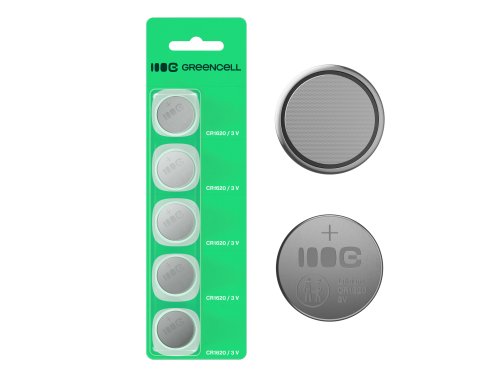 5x lithium batterij CR1620 CR 1620 3V 70mAh Greencell knoopcel Blister