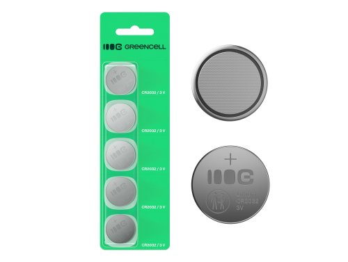 Greencell Blister 5x lithiumbatterij CR2032 3V 220mAh knoopcel voor sleutel, horloge, afstandsbediening, weegschaal