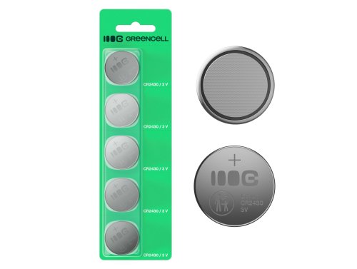 Greencell Blister 5x lithiumbatterij CR2430 3V 290mAh knoopcel voor sleutels, horloges, afstandsbedieningen, weegschalen
