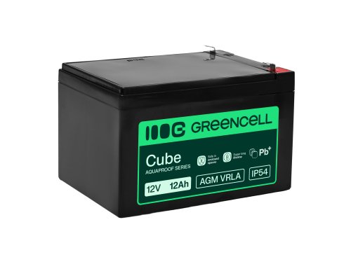 Greencell AGM VRLA 12V 12Ah onderhoudsvrije accu voor kassasystemen, speelgoed, camera's (151x98.5x95mm)