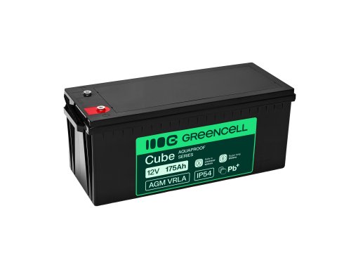 Greencell AGM VRLA 12V 175Ah onderhoudsvrije accu voor boten, fotovoltaïek, zonnepanelen (532x207x220mm)