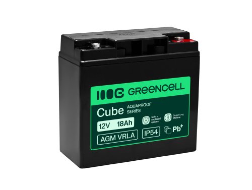 Greencell AGM VRLA 12V 18Ah onderhoudsvrije accu voor kassasystemen, speelgoed, camera's (181x77x167mm)