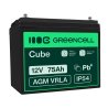 Green Cell® AGM 12V 75Ah VRLA batterij Accu voedingsaccu maaier scooter boot vissersboot tuinhuis