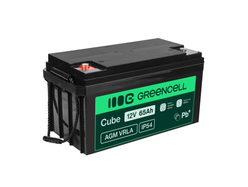 Green Cell® AGM 12V 65Ah VRLA batterij Accu voedingsaccu maaier scooter boot vissersboot tuinhuis