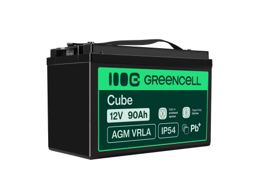 Green Cell® AGM 12V 90Ah VRLA batterij Accu voedingsaccu maaier scooter boot vissersboot tuinhuis