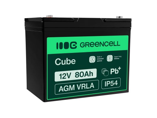 Green Cell® AGM accu 12V 80Ah VRLA onderhoudsvrije loodaccu voor jacht zeilboot zonnecamper stacaravans windenergie woonbussen