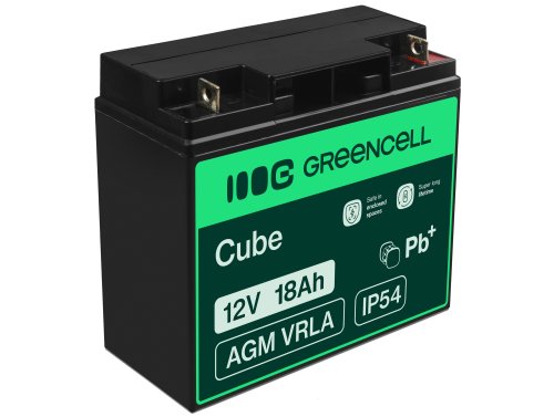 Green Cell® AGM 12V 18Ah VRLA batterij Accu voedingsaccu maaier scooter boot vissersboot tuinhuis