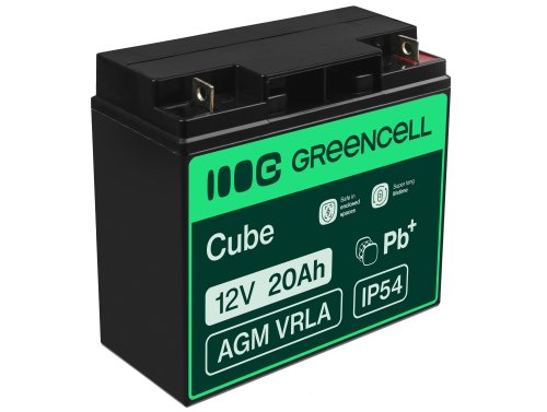 Green Cell® AGM 12V 20Ah VRLA batterij Accu voedingsaccu maaier scooter boot vissersboot tuinhuis
