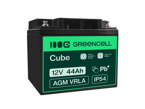Green Cell® AGM 12V 44Ah VRLA batterij Accu voedingsaccu maaier scooter boot vissersboot tuinhuis