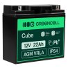 Green Cell® AGM accu 12V 22Ah fleece onderhoudsvrije loodaccu voor grasmaaiers, golftrolleys, zitmaaiers, foodtrucks, trapliften