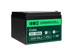 Green Cell® AGM accu 12V 28Ah vlies onderhoudsvrije loodaccu voor boot aandrijving elektrische scooter huishoudelijke apparaten