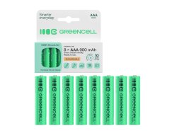 8x Oplaadbare batterijen AAA R3 950mAh Ni-MH accu's Green Cell