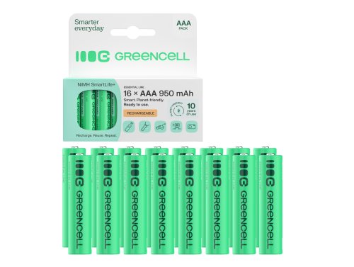 16x Oplaadbare batterijen AAA R3 950mAh Ni-MH accu's Green Cell