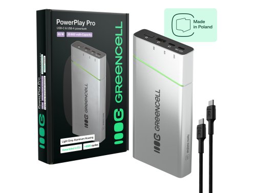 Powerbank Greencell PowerPlay Pro 20800mAh 65W – snel opladen, PD, Ultra Charge, geproduceerd in Polen