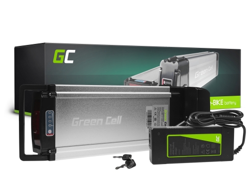 Green Cell Fietsaccu 36V 12Ah 432Wh Rear Rack Ebike 4 Pin naar Adore, Raleigh, Gazelle met lader